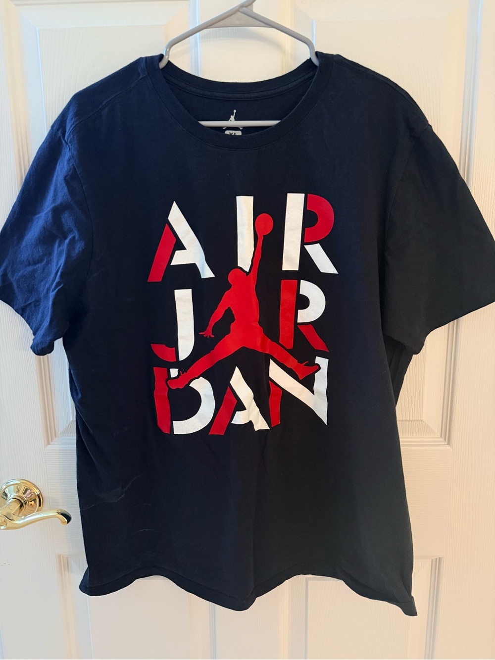 Jordan Black Tee with White Jumpman and Sizing Print